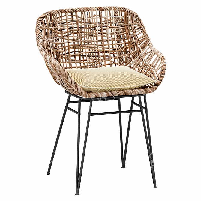 Rustic Bamboo Chair 3D model image 1