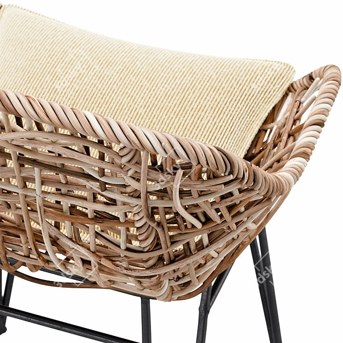 Rustic Bamboo Chair 3D model image 2