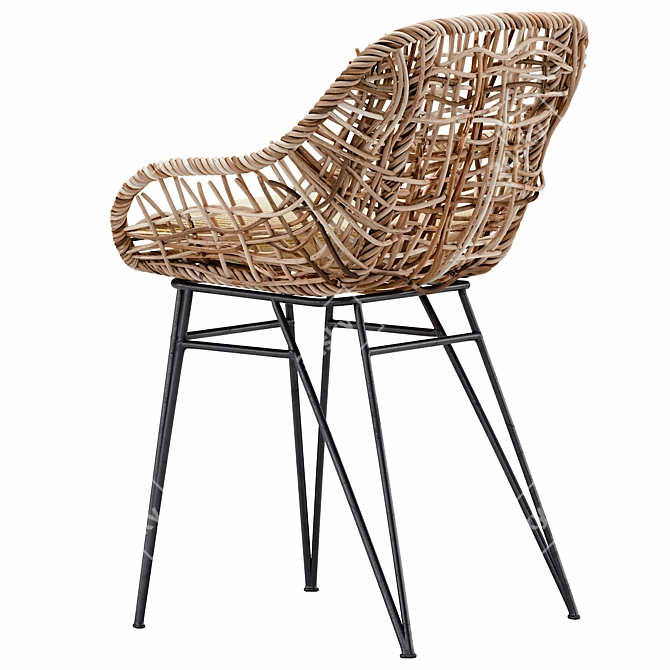 Rustic Bamboo Chair 3D model image 3