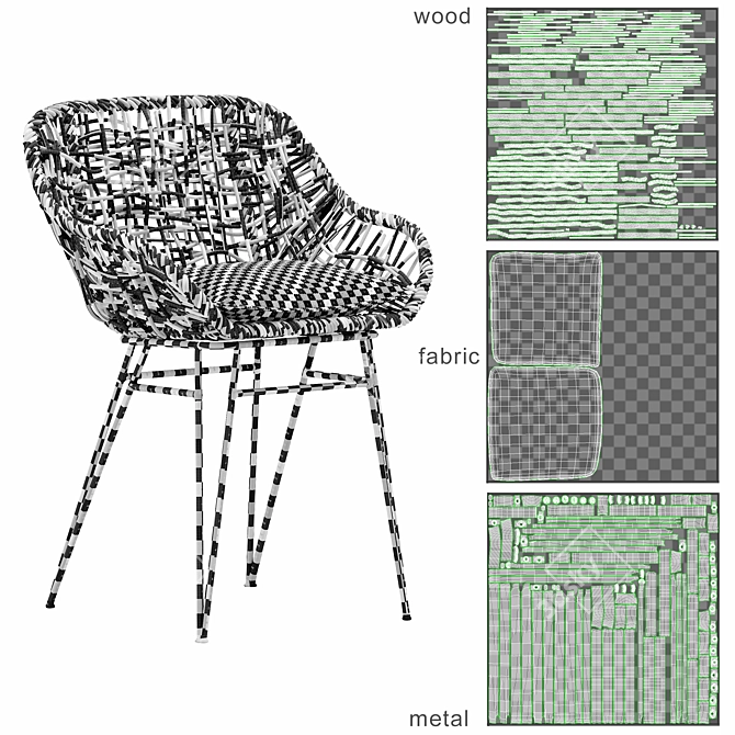 Rustic Bamboo Chair 3D model image 4