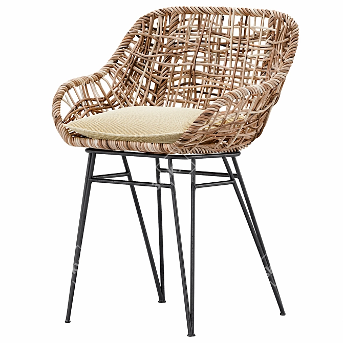 Rustic Bamboo Chair 3D model image 7