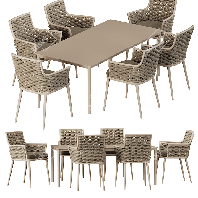 Elegant Outdoor Dining Set 3D model image 1