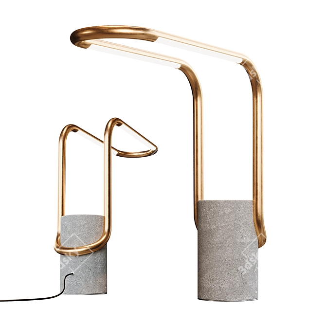 Sleek Brass LED Task Lamp 3D model image 1