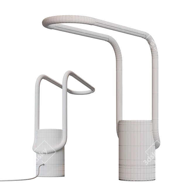 Sleek Brass LED Task Lamp 3D model image 3