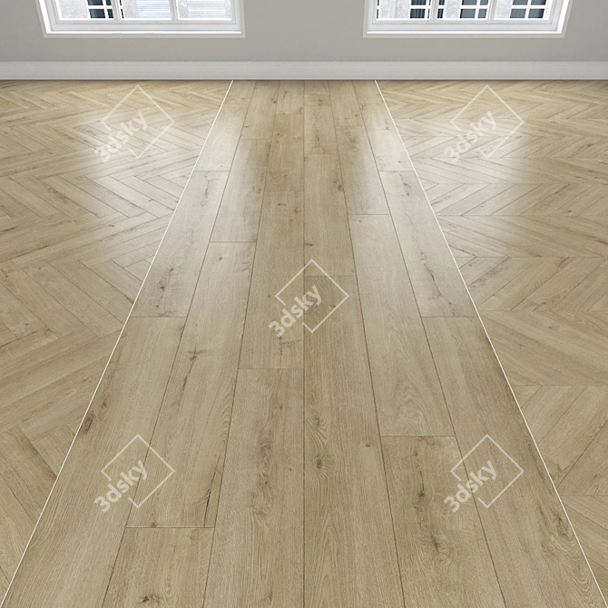 Stunning Parquet Oak: Herringbone, Linear, Chevron 3D model image 1