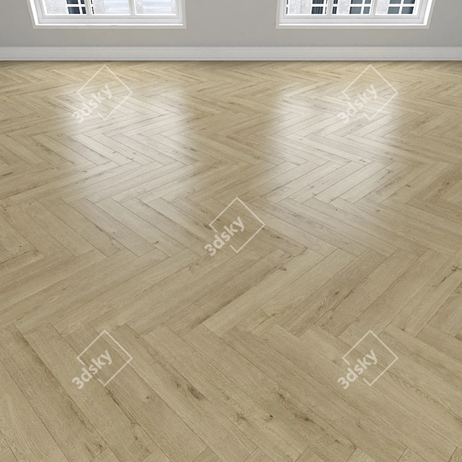 Stunning Parquet Oak: Herringbone, Linear, Chevron 3D model image 3