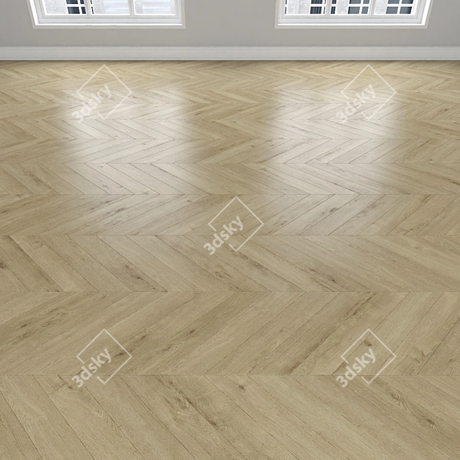 Stunning Parquet Oak: Herringbone, Linear, Chevron 3D model image 4