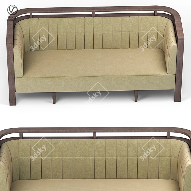 Modern Wood and Fabric Sofa 3D model image 2