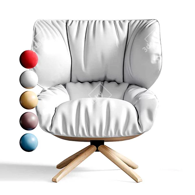 Title: Tabano Swivel Chair: Comfortable Design with Wide Arms 3D model image 5