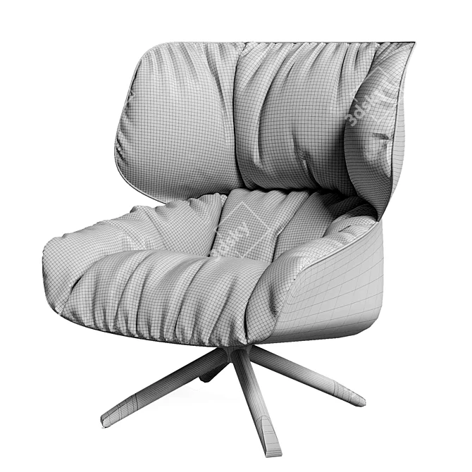 Title: Tabano Swivel Chair: Comfortable Design with Wide Arms 3D model image 6