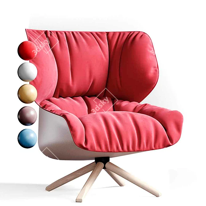 Title: Tabano Swivel Chair: Comfortable Design with Wide Arms 3D model image 10