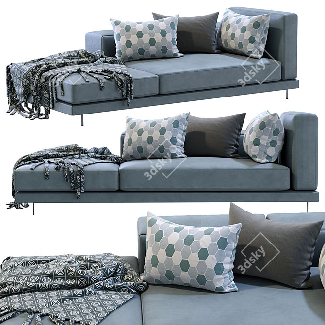 Modern Italian Leather Chaise Lounge 3D model image 2