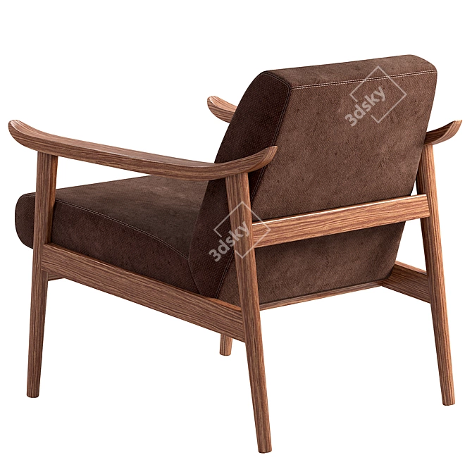 Modern Leather Show Wood Chair 3D model image 2