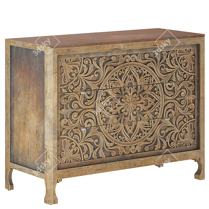 La Grange Lockhart Three-Drawer Sideboard 3D model image 3