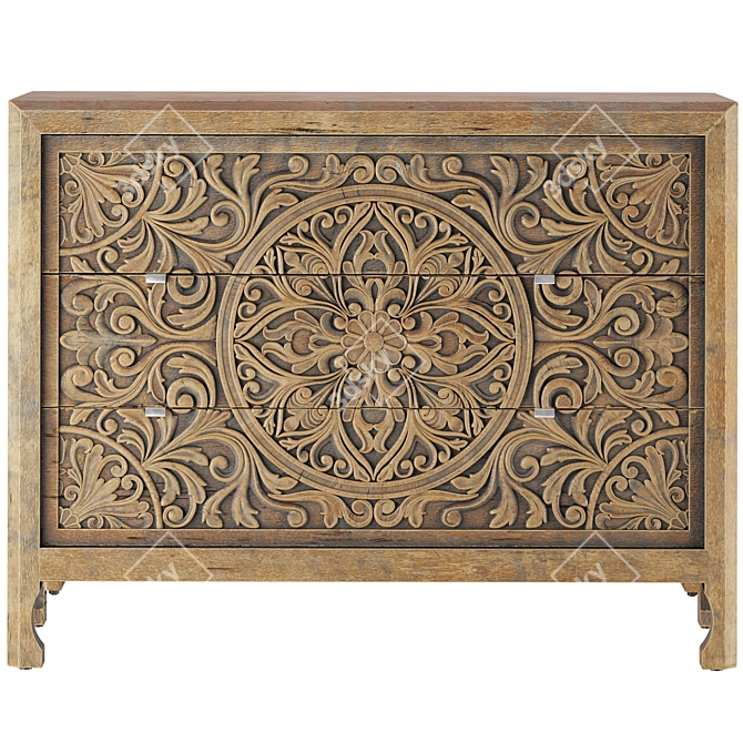 La Grange Lockhart Three-Drawer Sideboard 3D model image 9