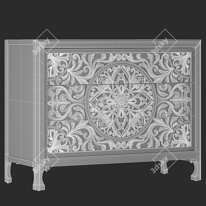 La Grange Lockhart Three-Drawer Sideboard 3D model image 14