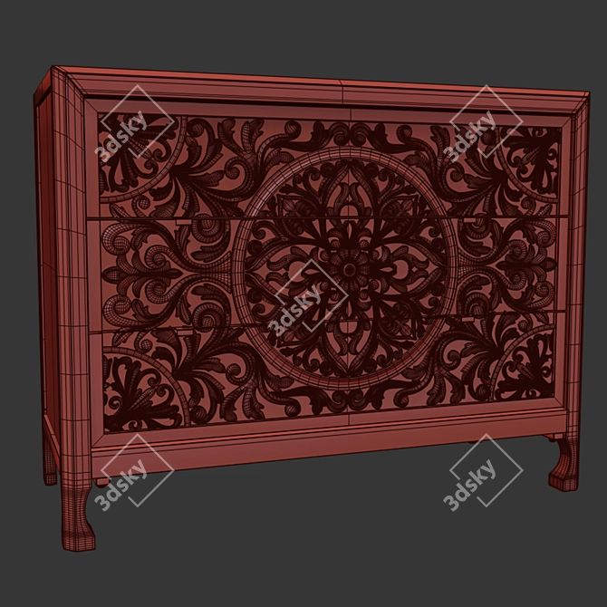 La Grange Lockhart Three-Drawer Sideboard 3D model image 15