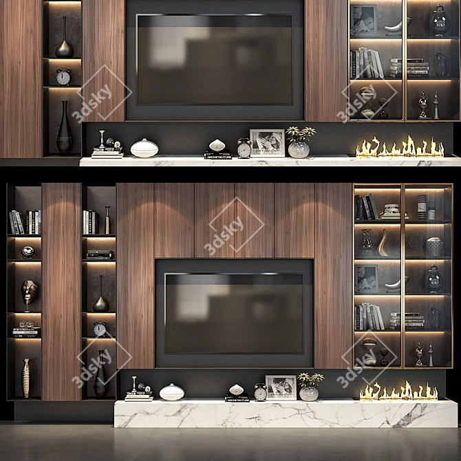 Sleek TV Wall Set 215: Stylish & Functional 3D model image 1