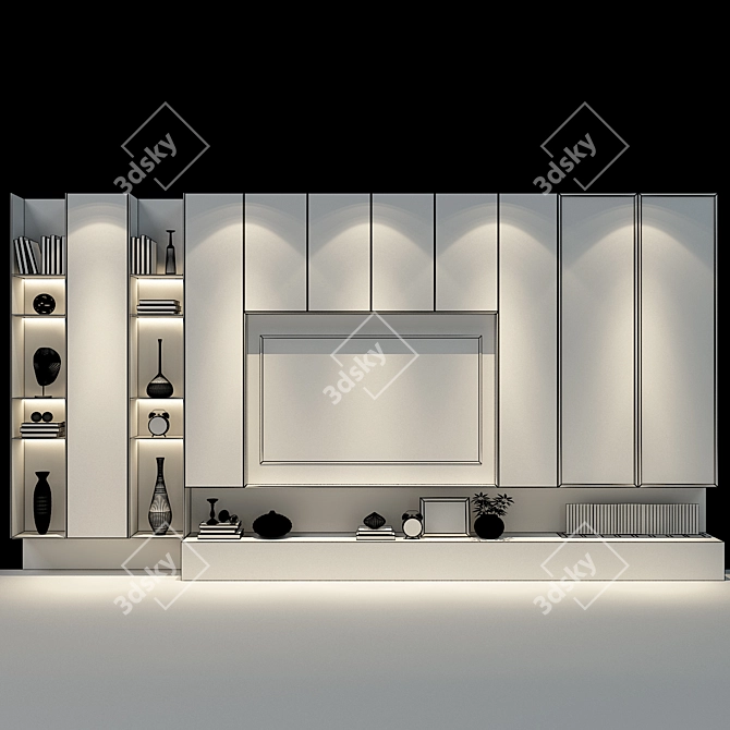 Sleek TV Wall Set 215: Stylish & Functional 3D model image 2