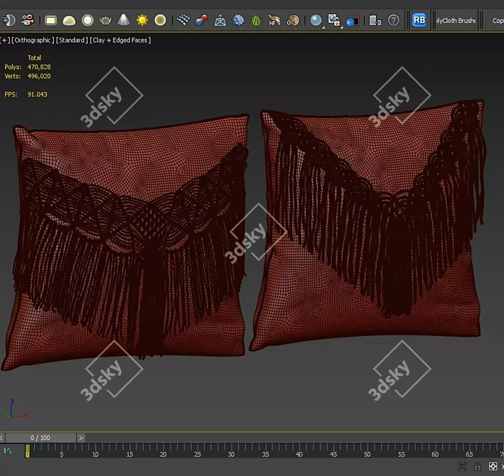Boho Bliss Macrame Cushion Set 3D model image 2