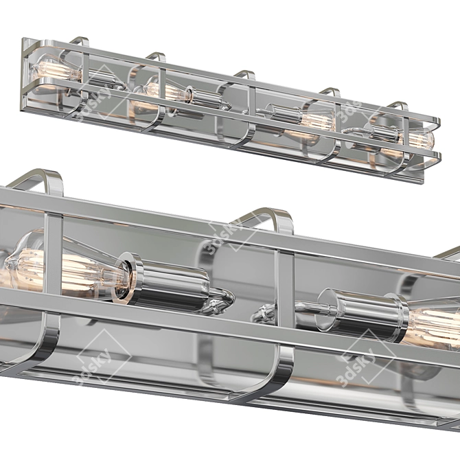 Possini Euro Esme: Sleek Brushed Nickel 4-Light Bath Fixture 3D model image 1