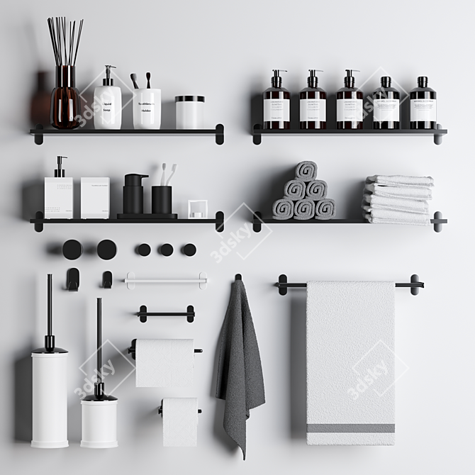 Sleek Bathroom Accents Set 3D model image 1