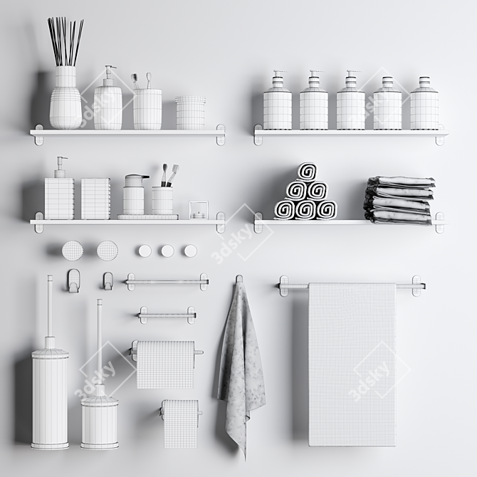 Sleek Bathroom Accents Set 3D model image 14