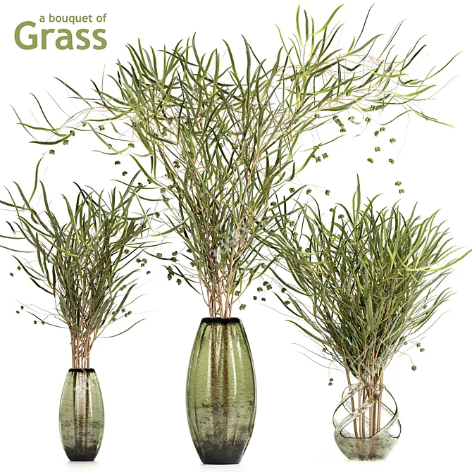 Lush Grass Bouquet: 3 Types 3D model image 1