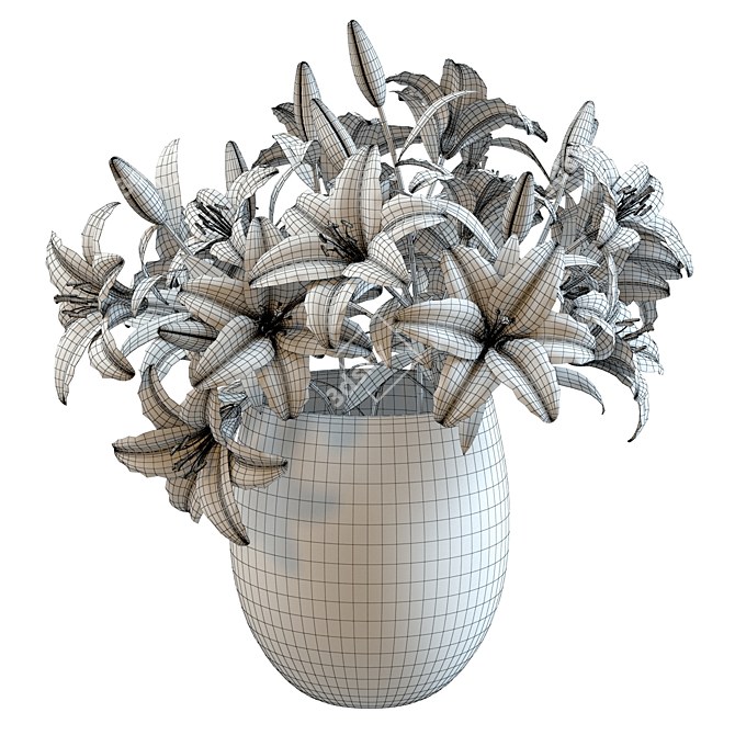 Elegant Lily Bouquet in Vase 3D model image 4