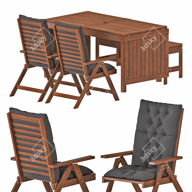 Title: Modern Outdoor Table & Chairs Set 3D model image 1