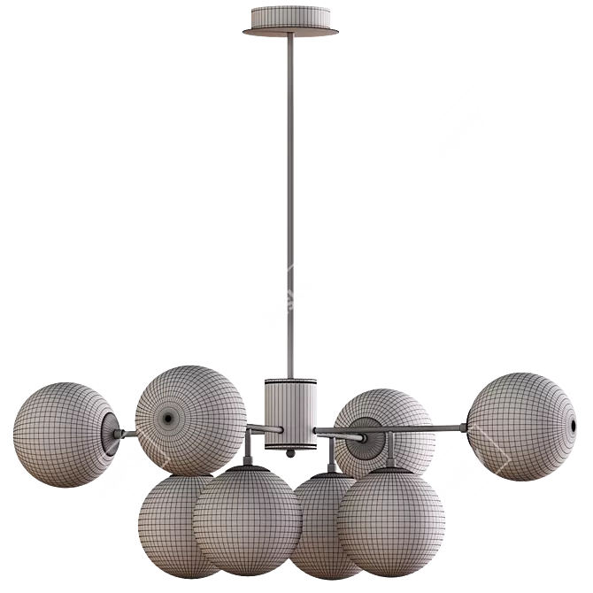 Sleek Hanging Lamps: Black & Gold | Milky White & Smoky Gray | 8 Heads 3D model image 6