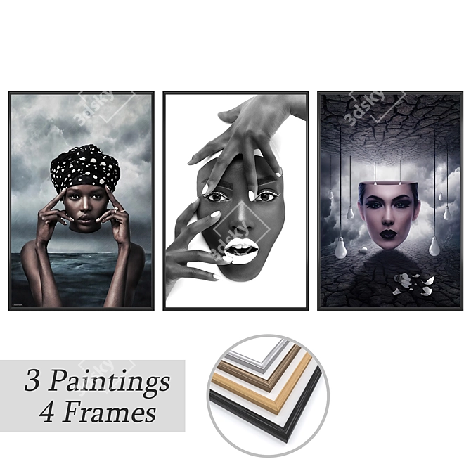 Elegant Frame Set with Wall Art 3D model image 1