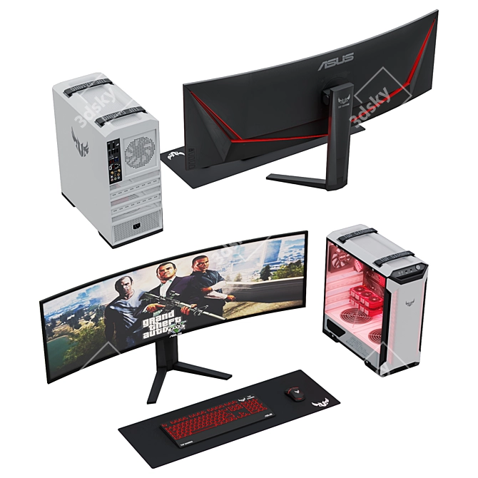 Asus TUF Gaming Case with Display, Keyboard, and Mouse 3D model image 2