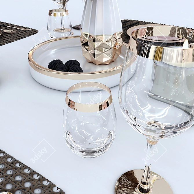 Elegant Dining Table Set 3D model image 2