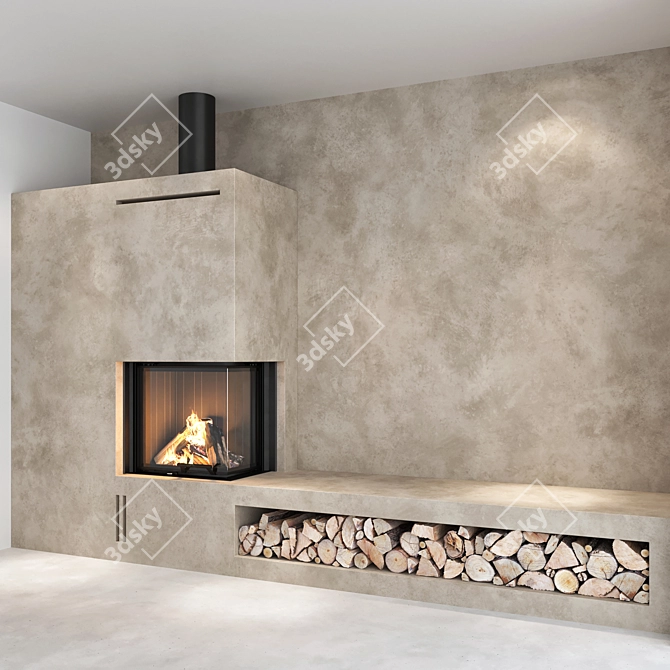 Impressive Fireplace Wall Set 3D model image 3