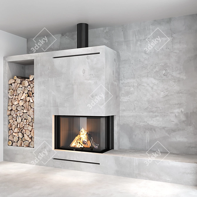 Impressive Fireplace Wall Set 3D model image 5