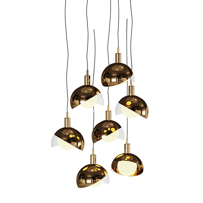 Copper Glass Pendant Lamp 3D model image 1