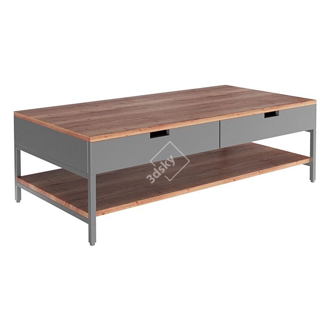 Modern Grey Walnut Coffee Table 3D model image 1