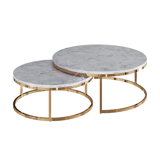 Gleaming Gold Coffee Table Set 3D model image 1