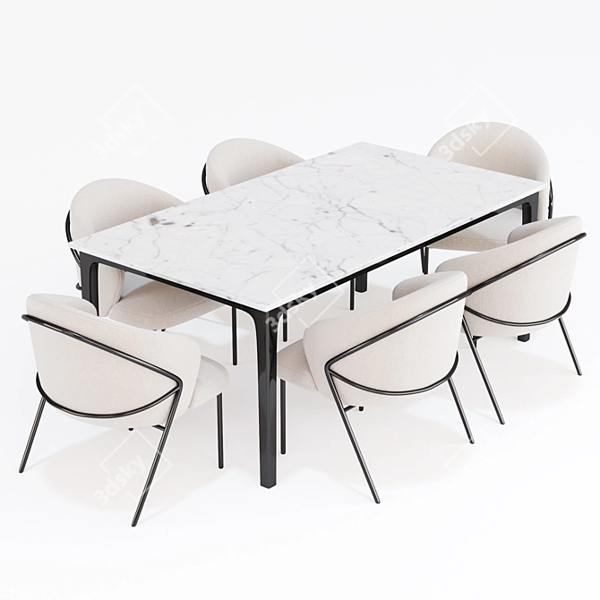 Elegant 2014 Dining Set 3D model image 2