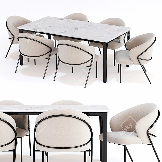 Elegant 2014 Dining Set 3D model image 5