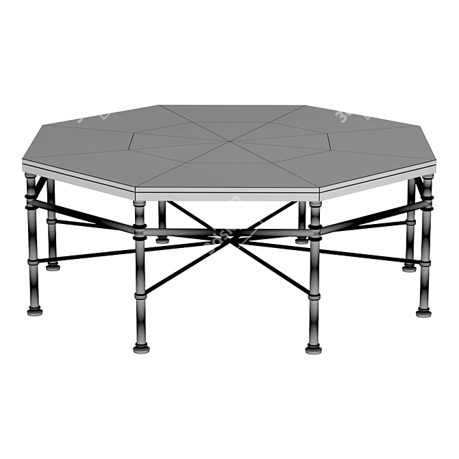 Modern Gray Metal Glass Coffee Table 3D model image 2