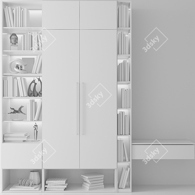 Golden Library Closet: Elegant Home Décor & Book Storage 3D model image 4