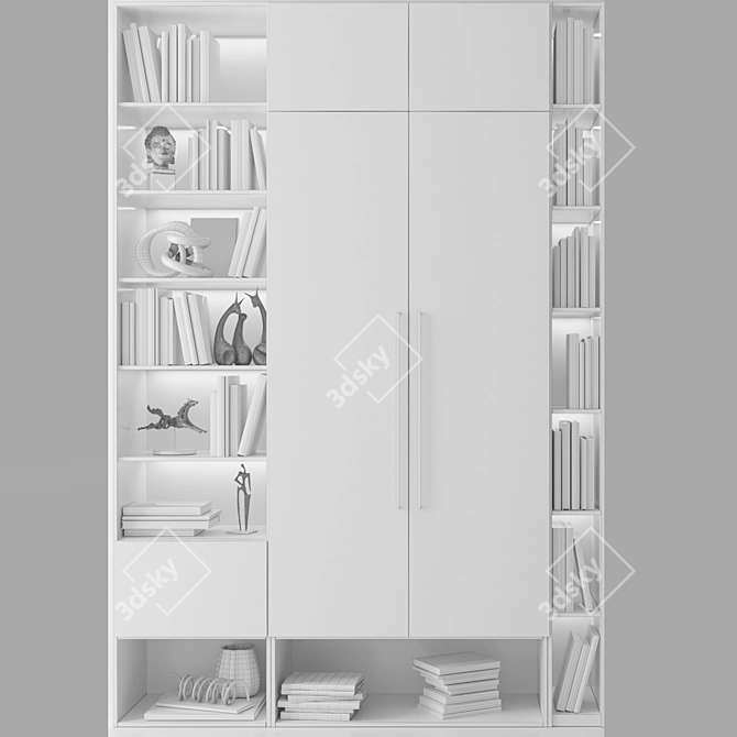 Golden Library Closet: Elegant Home Décor & Book Storage 3D model image 5