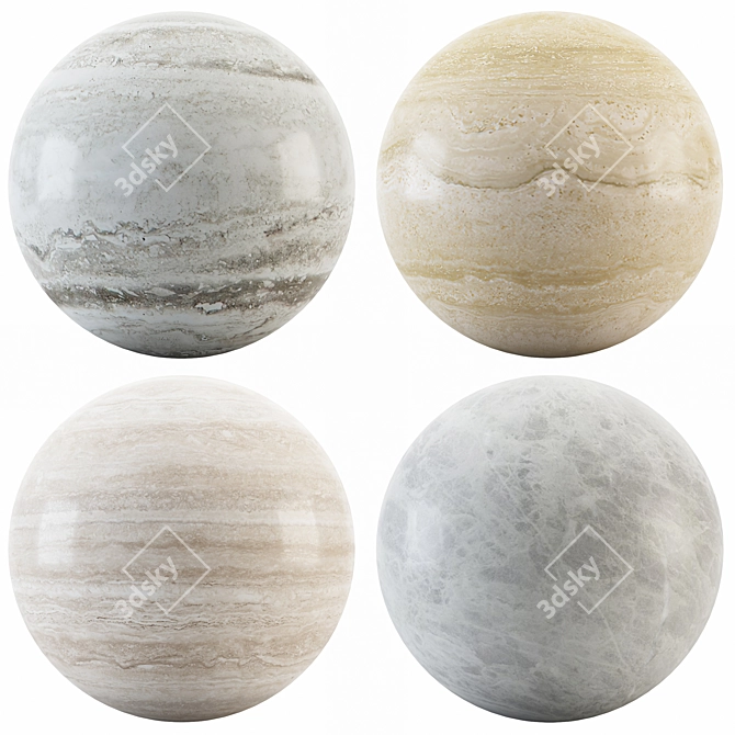 Travertine Collection: Pear, White, Gray & Beige 3D model image 1