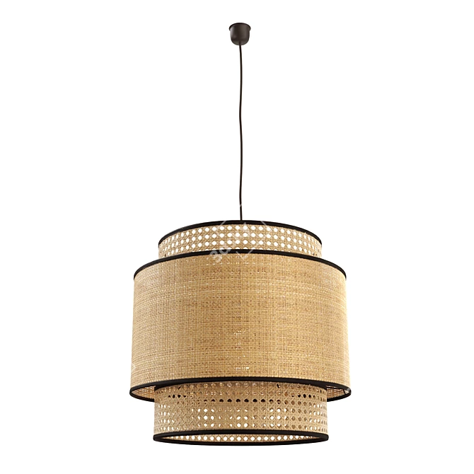 Natural Raffia and Rattan Lampshade 3D model image 3