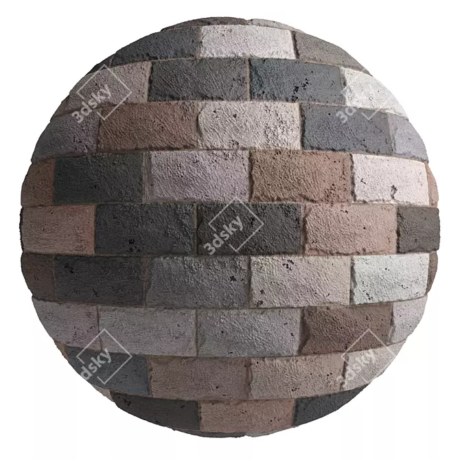 PBR Stone Wall Material - 3 Color, 4k Texture 3D model image 3