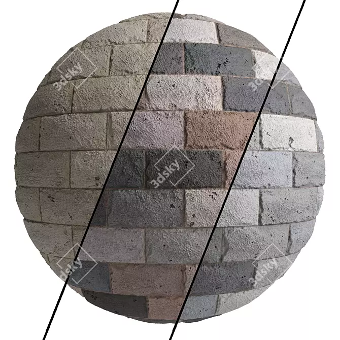 PBR Stone Wall Material - 3 Color, 4k Texture 3D model image 6