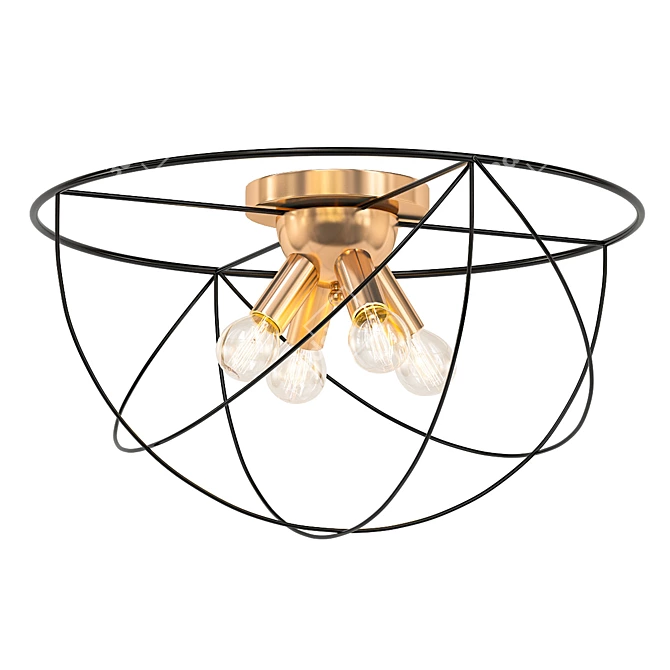 Elegant Metal Circle Ceiling Light 3D model image 1