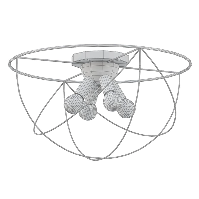 Elegant Metal Circle Ceiling Light 3D model image 2